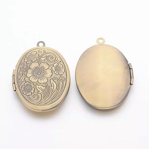 Ovaler Medaillon-Anhänger Antik Bronze Gebetsmedaillon Wunschbox Charm Messing Floral -Standard