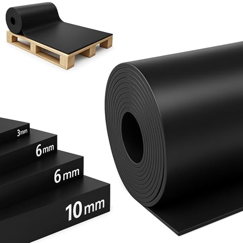 ETM SBR Tappetino in Gomma 120 x 200 cm. 4 mm - Venduto al Metro - Nero & Liscio - Rivestimento Protettivo per Pavimenti, Antiscivolo, Tappetino in Gomma per Pavimenti - Rivestimento per Pavimenti in