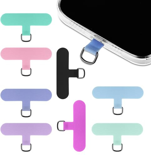 8 PCS Phone Tether Tab, Ultra-Thin Universal Phone Lanyard Patch,Compatible with All Full Phones Cases(Mixed Colors)