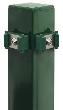 4x Eckfosten zum Einbetonieren für Mattenhöhe 60/63 cm | 6x6x120 cm | Grün | Zaunpfosten für Doppelstabmatte | Verzinkt & Pulverbeschichtet | aus Stahl