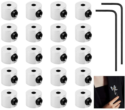 THXFUNAREA 20pcs Pin Locks Keeper,Pin Backs con Llave,6x5mm Cierre de Pines+Llave Inglesa, Pasadores de Bloqueo Metal Pin Cierres Sujetadores,Cierre de Pasador para Joyería Broche Etiquetas de Nombre
