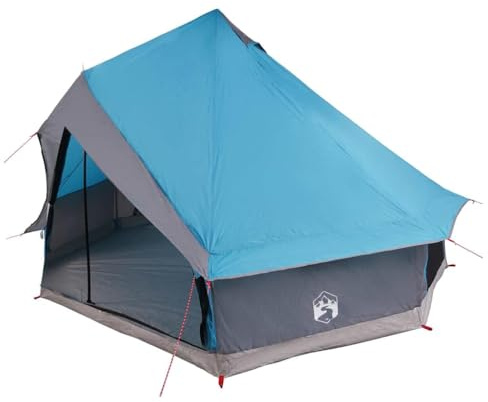 vidaXL Familj Tipi Tält med tak Blå och grå 400 x 346 x 250 cm, Trädgård och terrass, modern vattentät tält, familjeskydd, campingtips, tipi tillflyktsort, utelivsgrejer