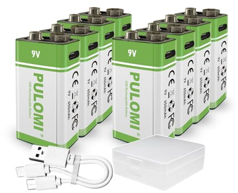 8 batterie ricaricabili da 9 V, USB/Type-C 9 V, agli ioni di litio, ad alta capacità, 650 mAh, 5920 mWh, batteria al litio ricaricabile, batteria a lunga durata, con cavo di ricarica