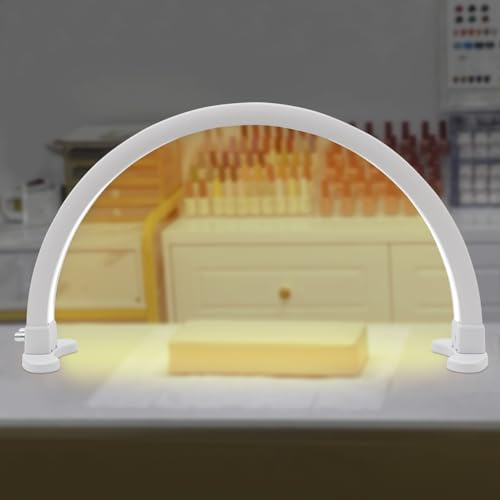 HINOPY Mondlampe 45W, 180° Einstellbarer LED Halbmond Licht, Halbmond Lampe mit 3 Helligkeitsmodi, Halbmondlampe für Wimpern-Wimpernverlängerung, Tätowierung, Augenbrauen (Weiß)