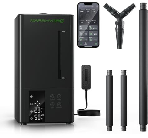MARS HYDRO Plant Humidifier 6L,with Adjustable Humidity,Timer Function,Ultrasonic Precise and Silent Operation,No-Leak Seal for Grow Tent,Indoor Planting,Greenhouse,Bedroom