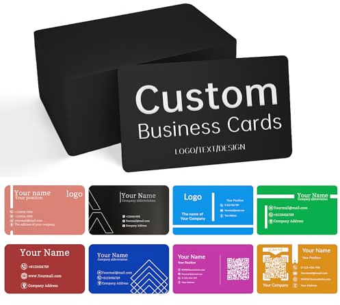 Tarjetas de visita de metal personalizadas, paquete de 20 a 600 tarjetas de visita grabadas personalizadas con tu logotipo/texto/código QR/diseño para doble cara, tarjetas de nombre impermeables de
