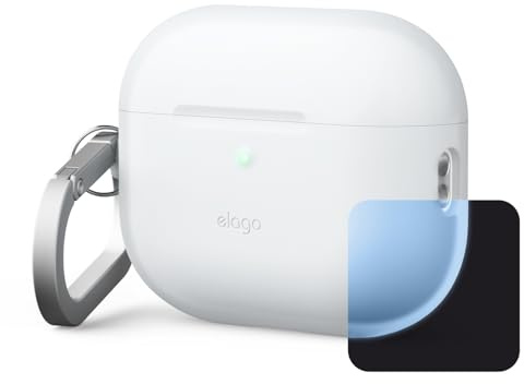 elago Hülle Kompatibel mit AirPods Pro 3 - Premium Silikonhülle mit Karabiner, Kabelloses Laden, Stoßfest, Vollständiger Schutz, Kopfhörer-Zubehör (Nachtleuchtendes Blau)