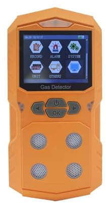 Detector de Gas, O2 H2S CO EX 4 en 1 Alarma multicompuesta del Detector de Fugas de Gas con Pantalla a Color para casa y Autocaravana(Yellow (no Pump))