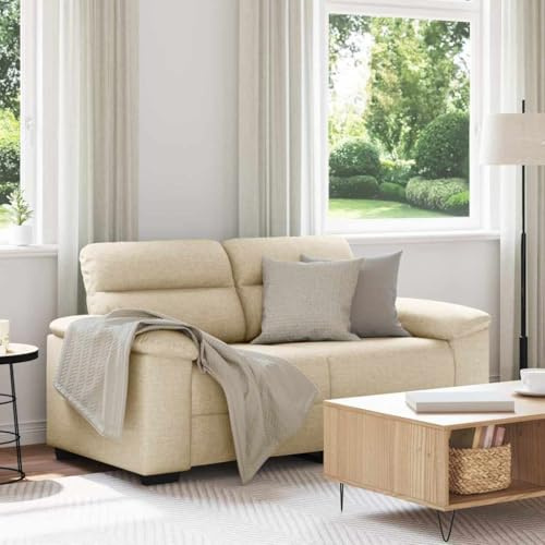 Hommdiy 2 Sitzer Sofa,Zweisitzer Sofa,Polstersofa mit 2 Armlehnen,Doppelsofa Moderne Couch Loungesofa, Loveseat für Wohnzimmer/Schlafzimmer, Creme 120 cm breit Stoff
