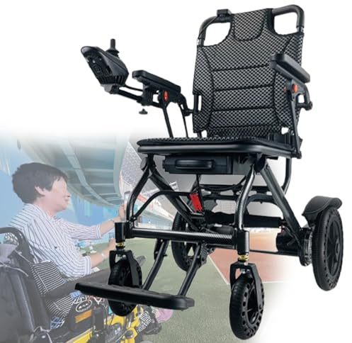 LFfwynog Silla de Ruedas eléctrica Plegable y Ligera con batería extraíble de 6 Ah y Motor de 360 W para Viajes y Uso Diario. 6AH