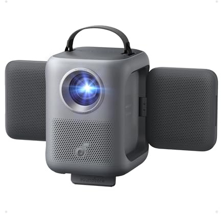 soundcore Nebula P1 av Anker, Bärbar projektor, 650 ANSI lumen, 1080P | Avtagbara högtalare, 20W surroundljud, Dolby Audio, inbyggd gimbal, automatisk justering, 180 stor skärm, bärhandtag