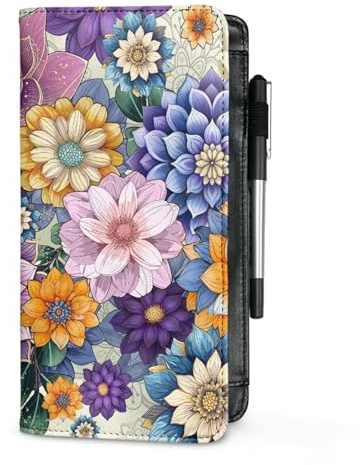 Sellikakes Bohemian Flower Server Books for Waitress Waiter with Zipper Pocket, Cute Server Book, Restaurant Server Pads Waitstaff Organizer Guest Check Presenters Server Wallet Money Holder