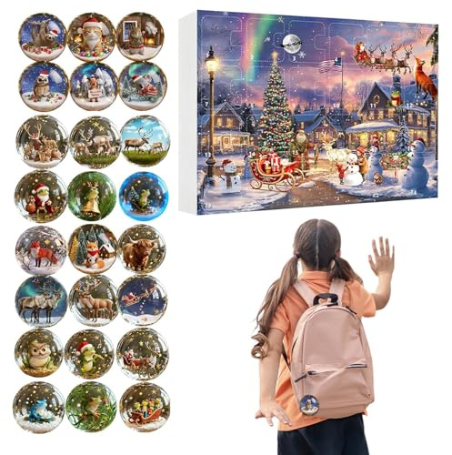 Djur julprydnad – 25 cm högtidsdekor, akryl nedräkningskalender, 2D adventskalender med julgransberlock för väggar och dörrar perfekt för barn vuxna fester och festliga firanden