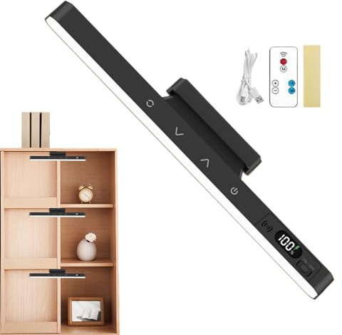 Generico da Sottopensile,Lampada Sotto Mobile da 29 cm - Luce Magnetica Ricaricabile Regolabile a Cinque Temperature Colore con Batteria da Duemilacinquecento Milliamperora e Telecomando -