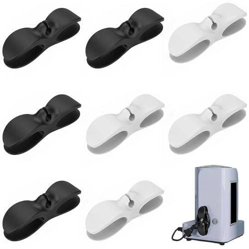 8 Pcs Organisateur de Câbles pour Appareils de Cuisine, Enrouleur de Cordon Adhésif pour Mixeur, Cafetière, Air Fryer, Rangement de Câbles Électriques Auto-adhésif, 4 Noir et 4 Blanc