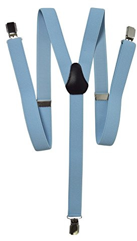 Olata Bretelle Unisex Sottili Regolabili con Clip in Metallo – 2,5 cm. Blu Chiaro
