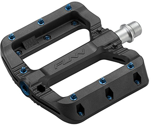 Funn Black Magic MTB Flat Pedale Kunststoff, breit | glasfaserverstärkt, 103 x 98 mm konkav, 7 Pins pro Seite, 9/16 CrMo Achse, Industrielager, für BMX und Gravel