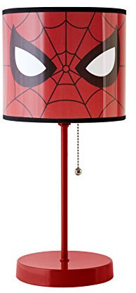 Idea Nuova Spiderman Stick Table Kids Lamp with Pull Chain, Themed Printed Decorative Shade, red and Black