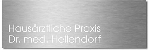 MOCAVI Stick 320 Edelstahl-Namensschild V4A graviert für Tür oder Briefkasten, groß, selbstklebend, modernes Design, passend für Box 111, 211