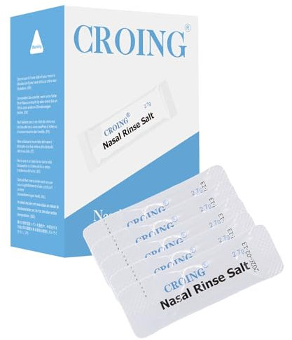 CROING160 Packets Neti Pot Salt, Nasal Rinse Salt, Sinus Rinse Salt, Nose Wash Sachets, Nasal Irrigate Salt, Nasal Flush Saline, Sinus Relief