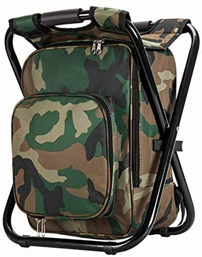 TentHome Faltbarer Rucksackstuhl Campingstuhl-Rucksack mit Kühler isolierter Picknicktasche 3 in 1 Klappstuhl Klapphocker tragbarer Hocker für Angeln Camping Wandern Jagd Trekking,Tarnung | 3 in 1 Klappstuhl isolierter Picknicktasche Klapphocker tragbarer Hocker für Angeln Camping Wandern Jagd Trekking Tarnung