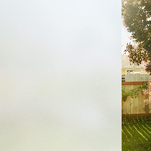 rabbitgoo Fensterfolie Blickdicht Sichtschutzfolie Selbsthaftend Milchglasfolie Anti-UV Klebefolie Statisch Haftende Kleberlos Folie Für Büro Badzimmer 30 x 120 cm Weiß Matt
