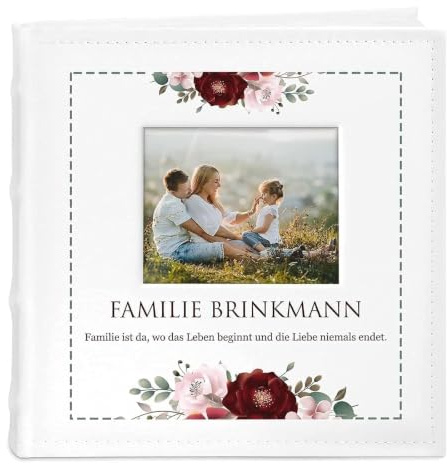 Maverton Einsteckalbum mit Aufdruck für 200 Fotos 10x15-100 weiße Seiten | Größe 21x22cm, Weiß, Geschenk für Paare, Hochzeitsgeschenk, Hochzeitstaggeschenke, Familie