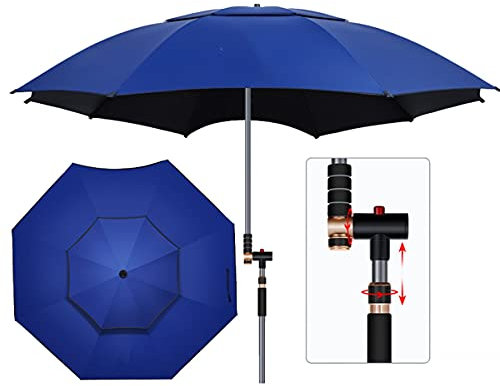 Refue Ombrellone Spiaggia Inclinabile Diametro 220 cm ombrellone da Mare Portatile Delicato con Supporto, Parasole per Esterno Patio Campeggio Picnic Piscina, Colore Blu 240 cm (Size : 220CM)