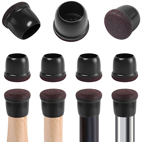RCHYFEED 24Stk Stuhlbeinkappen mit Filz Schwarz Silikon, 20-28mm Elastische Schutzkappen für Stuhlbeine Stumm und Kratzfest, Stuhlbeinschoner mit Filz,Filzgleiter für Stühle (Rund 1'')