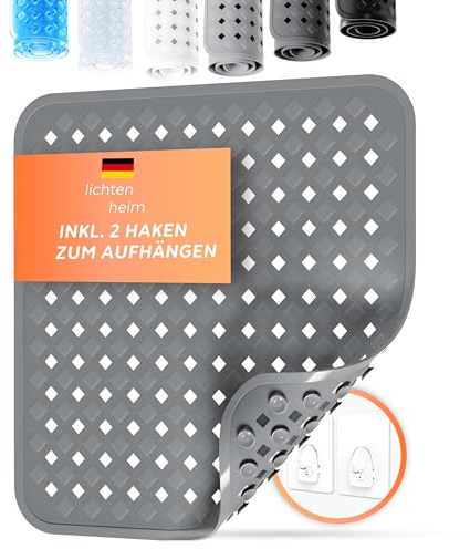 LICHTENHEIM Duschmatte rutschfest 53x53cm Anthrazit BPA frei