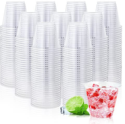 Lilymicky 1000 Stück transparente Kunststoffbecher, 266 ml, Einweg-Trinkbecher, kristallklar, für Partys, Zeremonien, Events