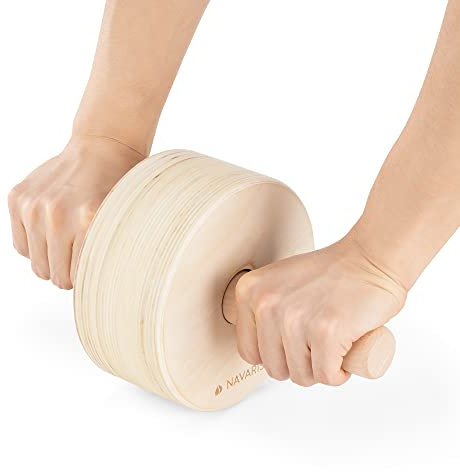 Navaris Bauchroller Bauchmuskeltrainer aus 100% Holz - Ab Roller Ab Wheel zur Stärkung der Bauchmuskulatur - Bauchtrainer für Oberkörpertraining