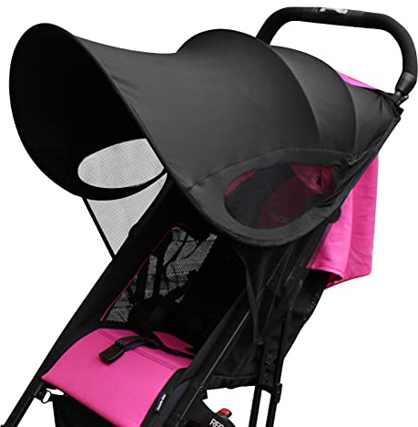 Zsanhua Pram Sun Shade Cover, Universal Baby Stroller Sun Shade Pushchair Awning, Foldable Stroller UV Protection Sun Cover for Pram, Pushchair, Stroller, Buggy (Black)