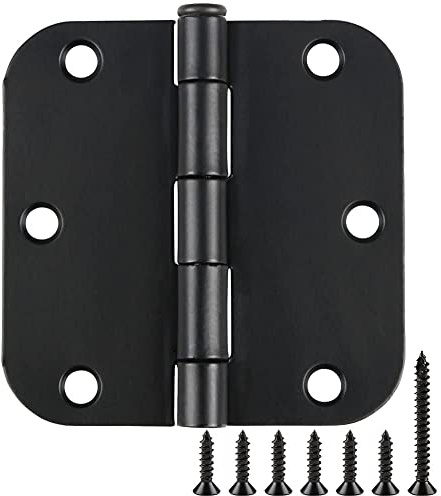 Rounded Door Hinges 3-1/2 x 3.5 inch, 5/8 Radius, Matte Black 3 ½ Inch 6 Pack