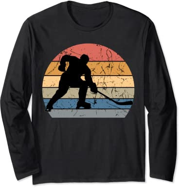 Field Hockey Player Retro Vintage Sweeper Goalkeeper Sport Long Sleeve T-Shirt
