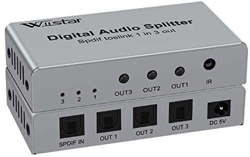 Wiistar Digital Optical Audio Splitter 1 in 3 Out SPDIF TOSLINK Optical Digital Audio Splitter 1x3 Support Audio Format LPCM2.0 DTS Dolby Digital for Xbox Blue-Ray DVD HDTV