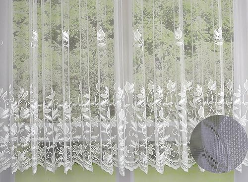 Clever-Kauf-24 Fertiggardine Edel Jacquard Universalband versch. Größen Vorhang Gardine weiß BxH 300x245cm