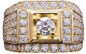 Bishilin Herren Ringe Gold 750 Echtgold, Verlobungsringe Siegelring mit 0.5ct Moissanit 5MM Hochzeit Ring Männer Eheringe Nickelfrei Größe 67 (21.3)