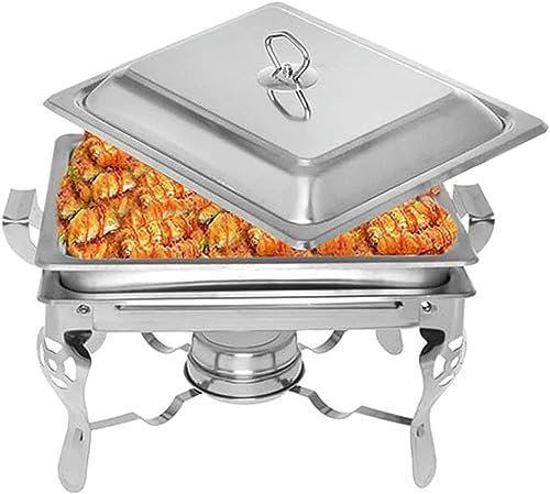 4.5L Chafing Dishes Set Buffet, 1/2/3/4/5/6 Packs Stainless Steel Food Warmers Server with Food Pan, Water Pan, Lid and Fuel Holder, for Parties, Weddings and Events (Size : 6pack)