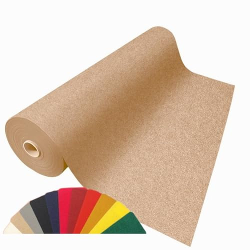 MadeInNature - Tappeto in moquette per eventi versatili: mostra, compleanno, gala - Anti-fuoco - Tappeto riutilizzabile (beige champagne 1x35m)