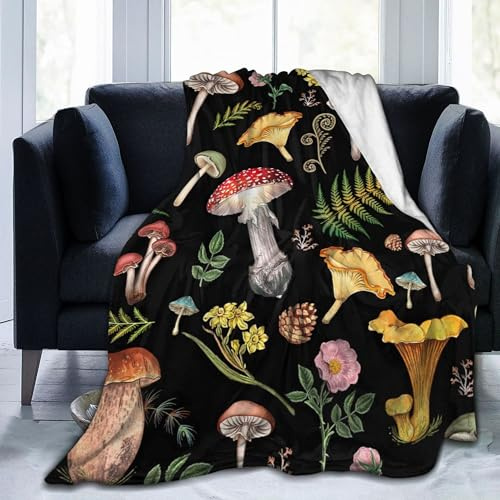 Abaysto Coperta in pile di flanella, a forma di fungo, per bambini, leggera, accogliente, per camera da letto, soggiorno, divano, 130 x 150 cm