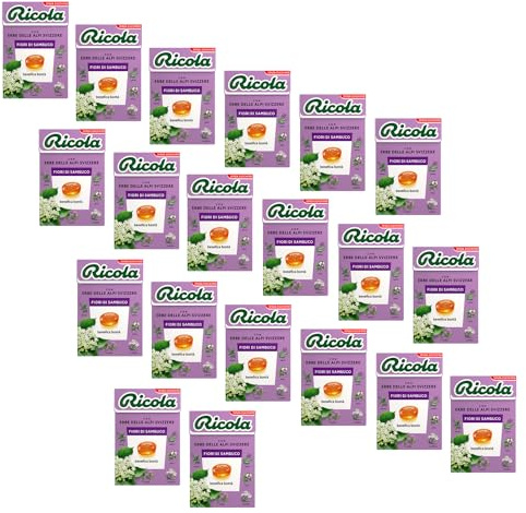Ricola® | Caramelos de flor de saúco | Caramelos de Hierbas Suizas Sin Azúcar - 20 Cajas (1000 Gr)