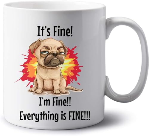 GOPERSONALISED It's Fine Cat Dog Personalised Jumbo 20oz Extra Large Tea Coffee Big Mug Funny Sarcasm Custom Name Work Gifts (Dog)