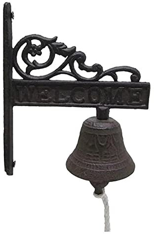 Cast Iron Bell for Outdoor - Vintage Cast Iron Dinner Bell, As Entry Door Bell | Outside Hanging Decor Or Indoor Decoration Wall Antique Farm and Front Gate Bell for Farmhouse Outside The House