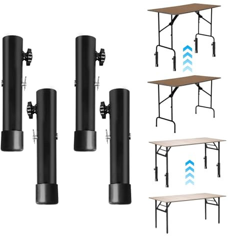 GeluEla 4PCS Pieds de Meubles, Rallonge de Pied de Table, Réglable 9.2-13.3cm, Rehausseurs de Table Pliante avec 4 Loquets et 4 Goupilles de Verrouillage pour Meubles/Table/Chaise