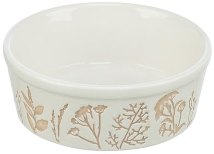 TRIXIE Keramisk foderskål, 0,3 l/ø 12 cm, vit/taupe