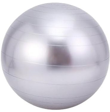 Silber Balance Ball mit Pumpe, Anti-Burst-Gymnastikball, Rutschfester Yoga-Trainer, Fitness-Zubehör für Fitnessstudio, Zuhause, Schule(75 cm)