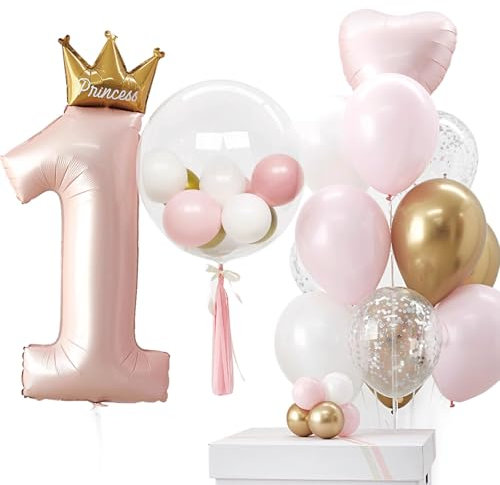 DazzJoy Luftballon für 1. Geburtstag Mädchen