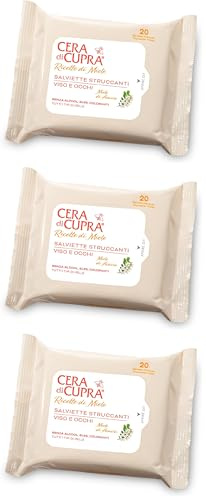 Cera di Cupra, Lingettes Démaquillantes, Conçues pour Enlever Facilement le Maquillage et les Impuretés du Visage et des Yeux, Tissu 100% Naturel, Biodegradables, Made in Italy, 20 Pièces (Lot de 3)