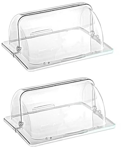 Half Size Chafing Dish Cover Clear Roll Top Bakery Pan Food Display Cover Plastic Dustproof Lid Dessert Cover for Cake Cupcake Exhibition, 2